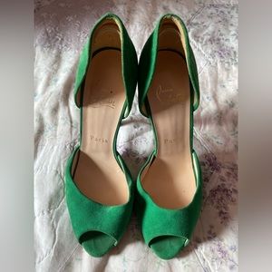 Christian Louboutin Green Suede Heels